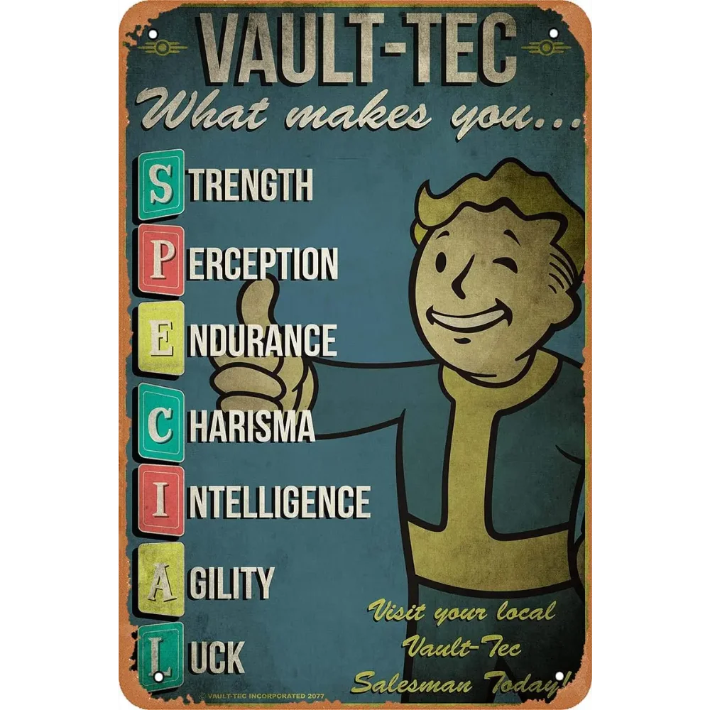 Retro Gaming Vault - Affiche Métallique RetroGameDecor V-Vault Tec -
