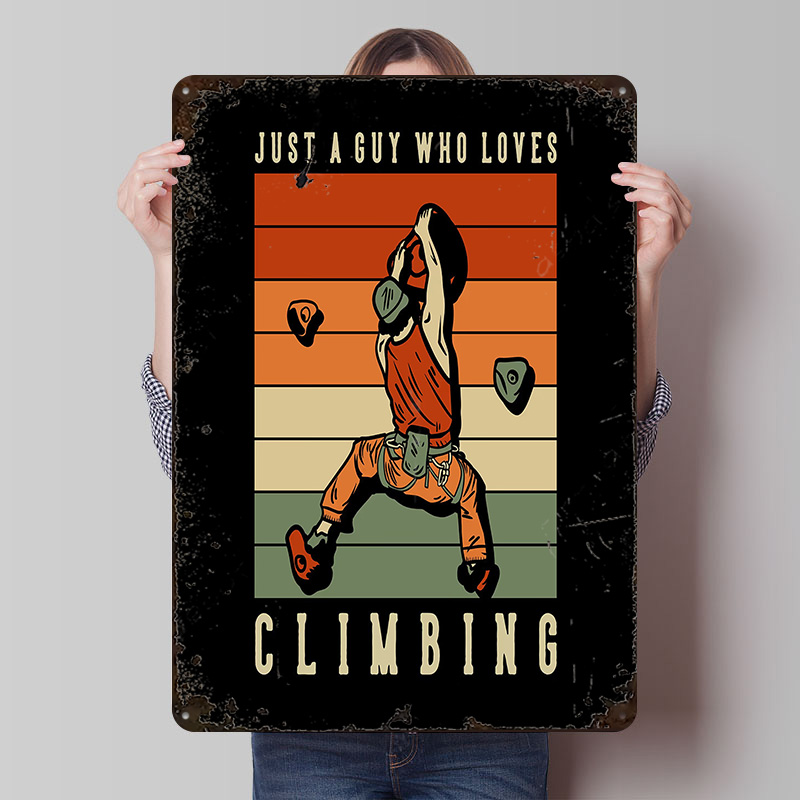 Retro Gaming Guy - Affiche en tôle rétro 'Climbing Guy'