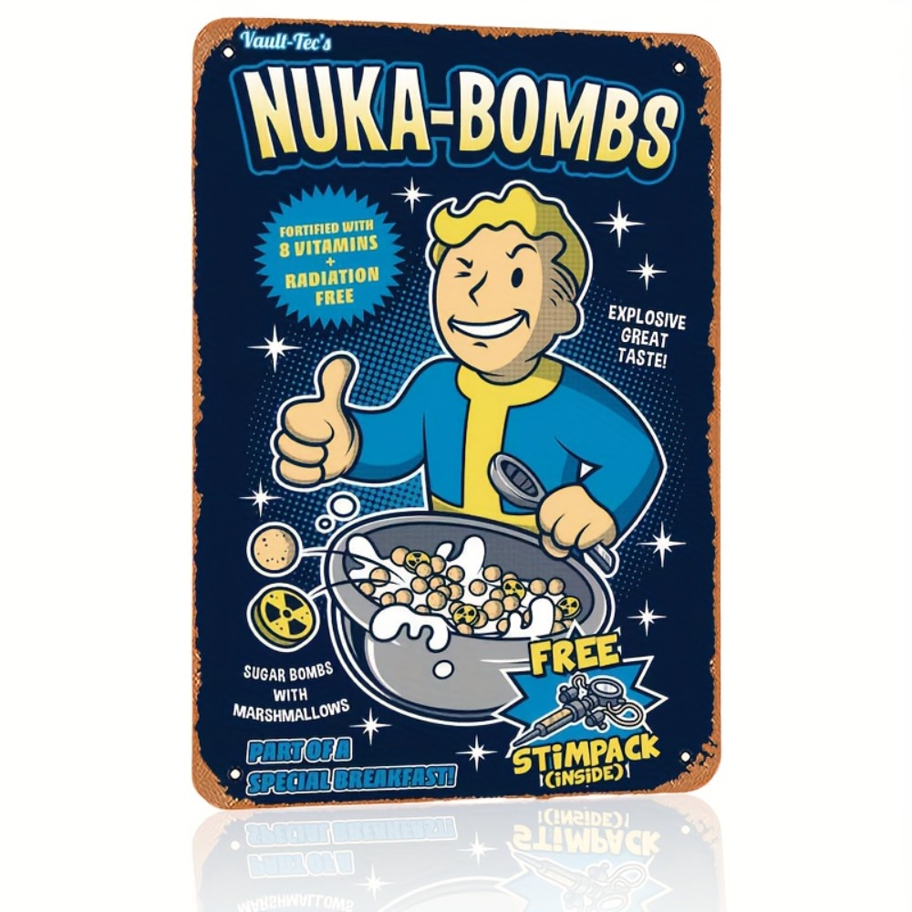 Retro Gaming Vault - Panneau mural en métal Vault-Tec Nuka-Bombs,