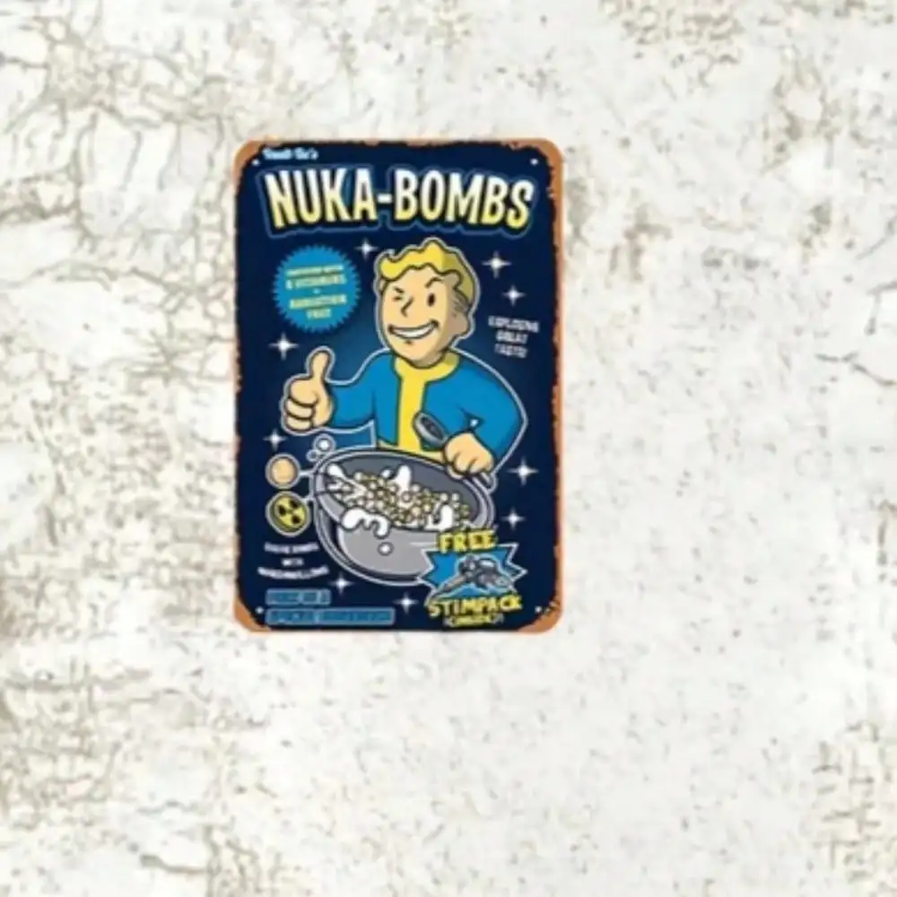 Retro Gaming Vault - Panneau mural en métal Vault-Tec Nuka-Bombs